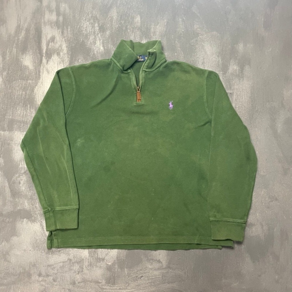 Polo Ralph‎ Lauren Quarter Zip Pullover sweatshirt Mens M Green